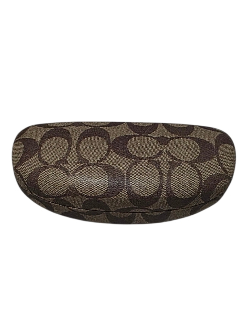 Coach Brown Signature Pattern Hard Clamshell Eyeglass Case